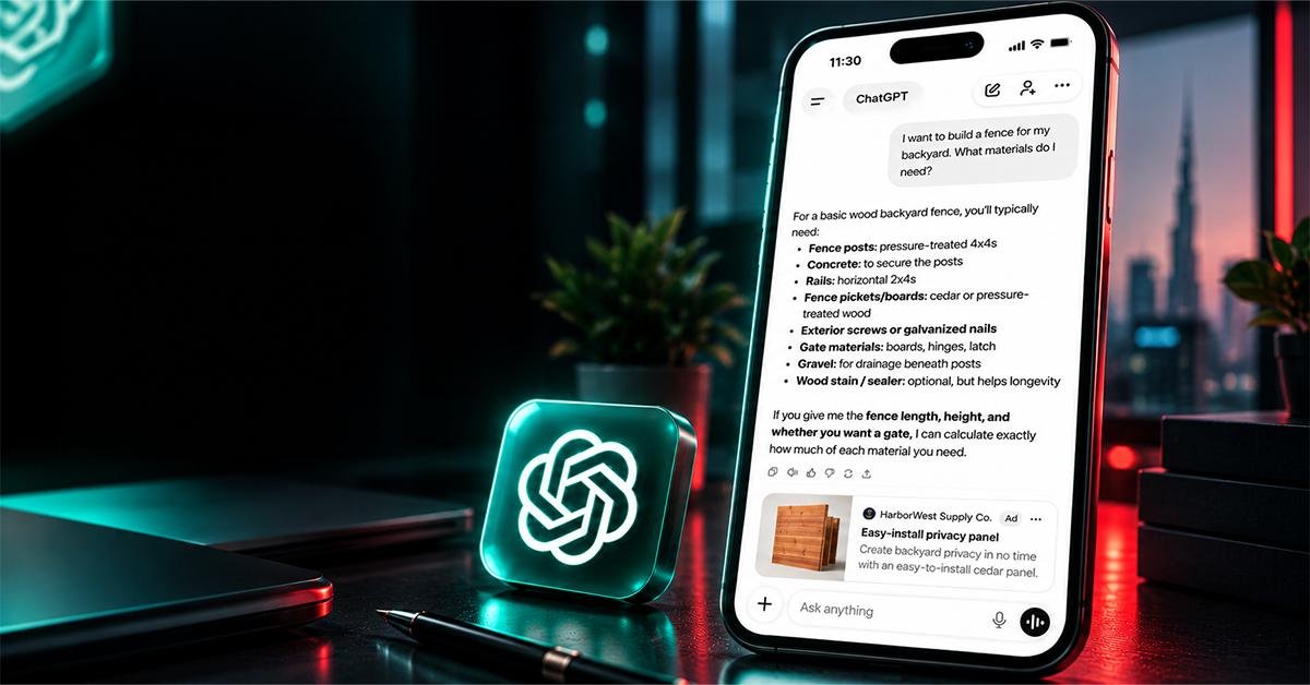 A ChatGPT ad shown below a conversation response
